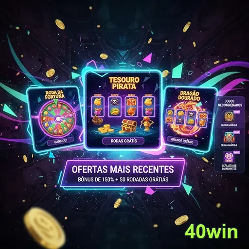 Imagem do site 40win mostrando a página inicial com destaque para produtos e promoções.