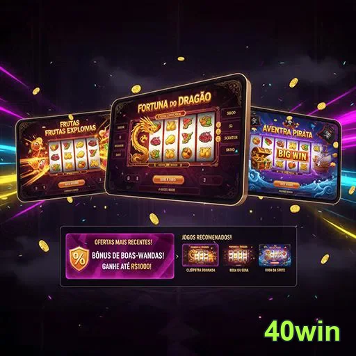 Imagem do site 40win apresentando opções de produtos e promoções na página inicial.